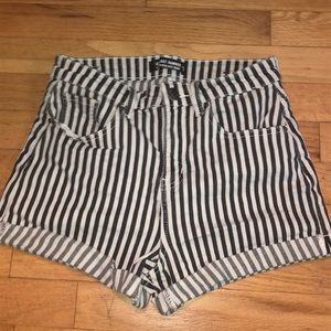 Black/white striped shorts
